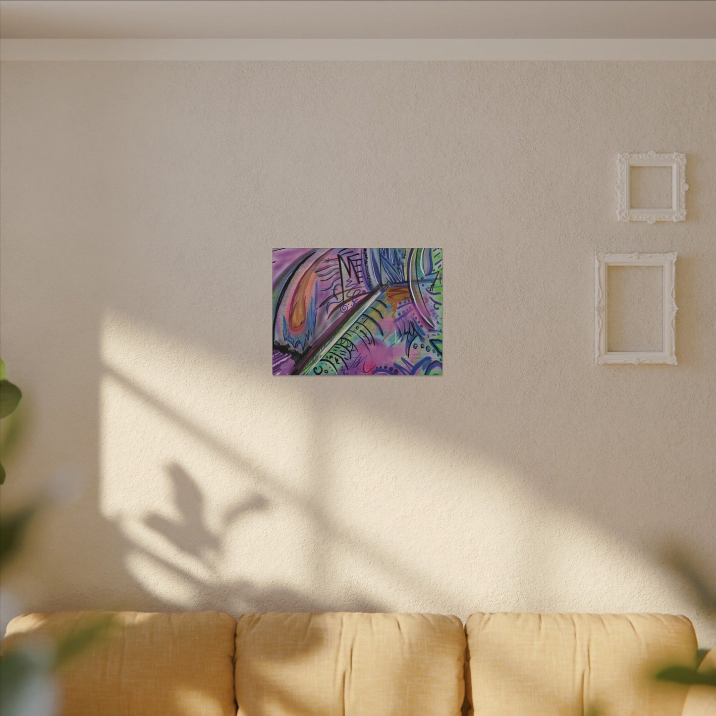 "If I Think" - Vibrant Abstract Digital Line Drawing Print | Framed Horizontal Poster