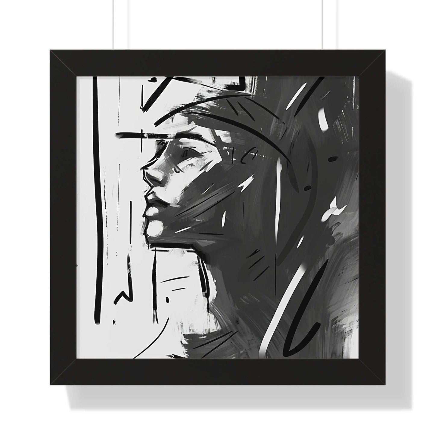 Framed Poster Transform your space with our stunning framed art, where dreamlike visions meet abstract creativity. Available in various sizes, each piece invites you into a world "Through The Window" - Sleek Black and White Minimalist Framed VerticPosterWindow - Framed Vertical PosterEndlessMind Creations Printify
