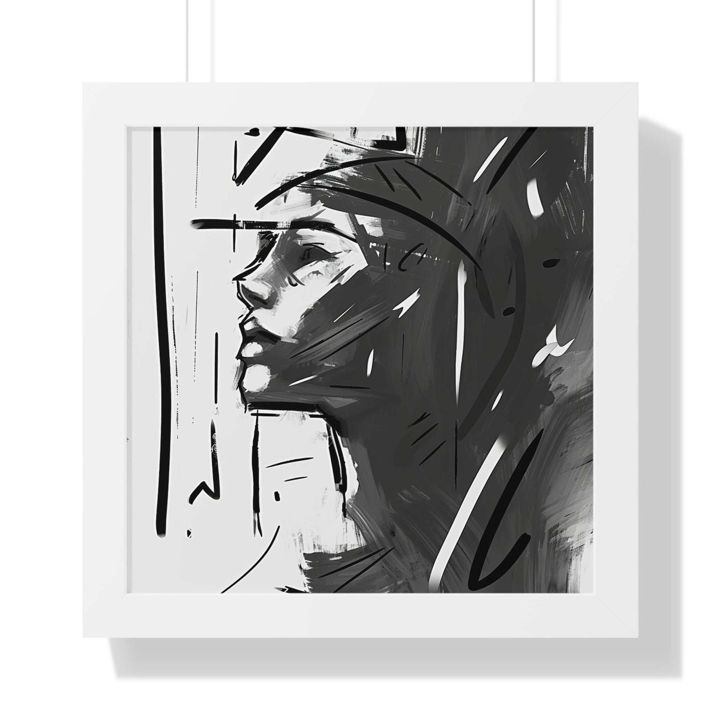 Framed Poster Transform your space with our stunning framed art, where dreamlike visions meet abstract creativity. Available in various sizes, each piece invites you into a world "Through The Window" - Sleek Black and White Minimalist Framed VerticPosterWindow - Framed Vertical PosterEndlessMind Creations Printify