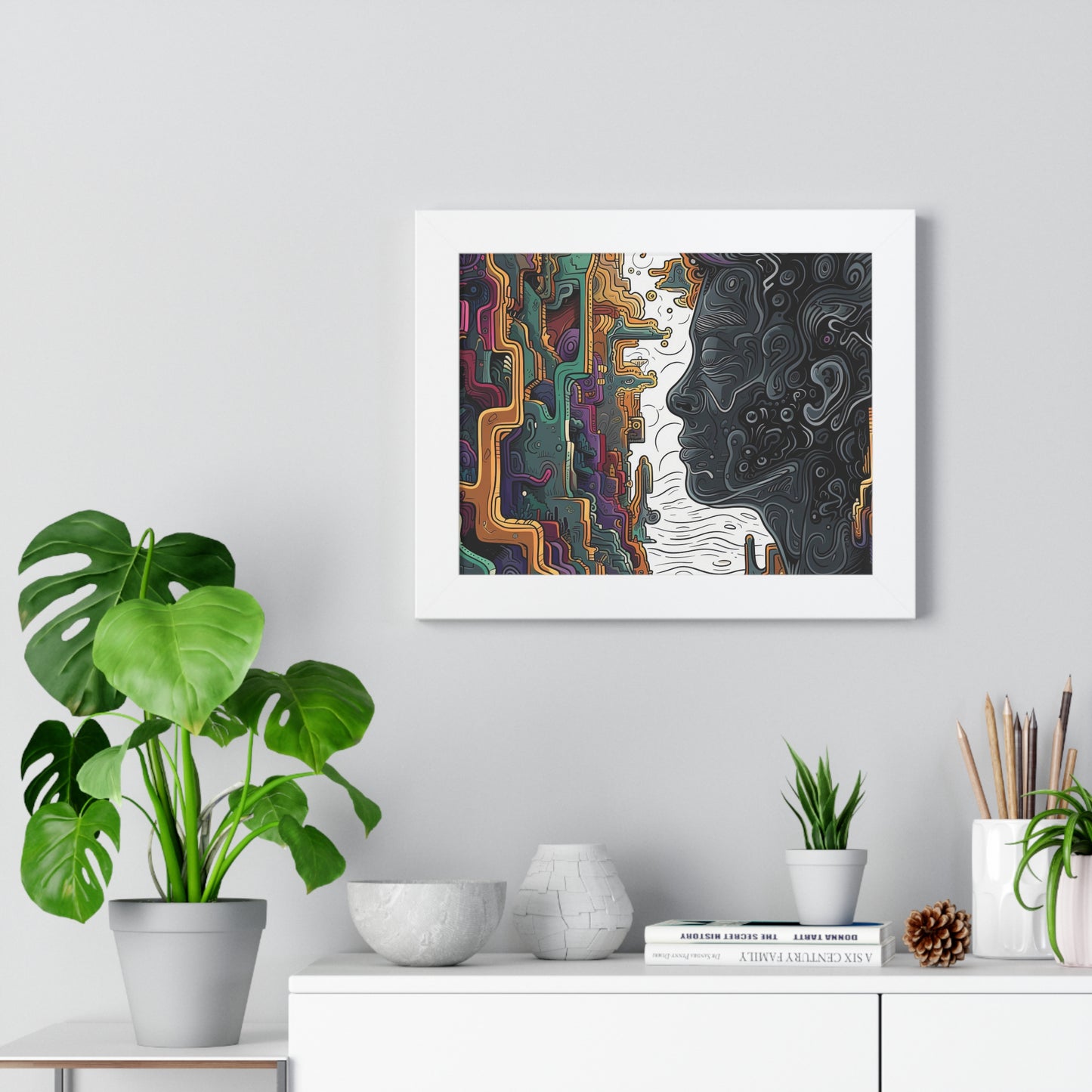 Transform your space with our stunning framed art, where dreamlike visions meet abstract creativity. Available in various sizes, each piece invites you into a world "To Be Still" - Abstract Thought-Provoking Wall Art | Mental Health AwPoster- Framed Horizontal PosterEndlessMind Creations Printify