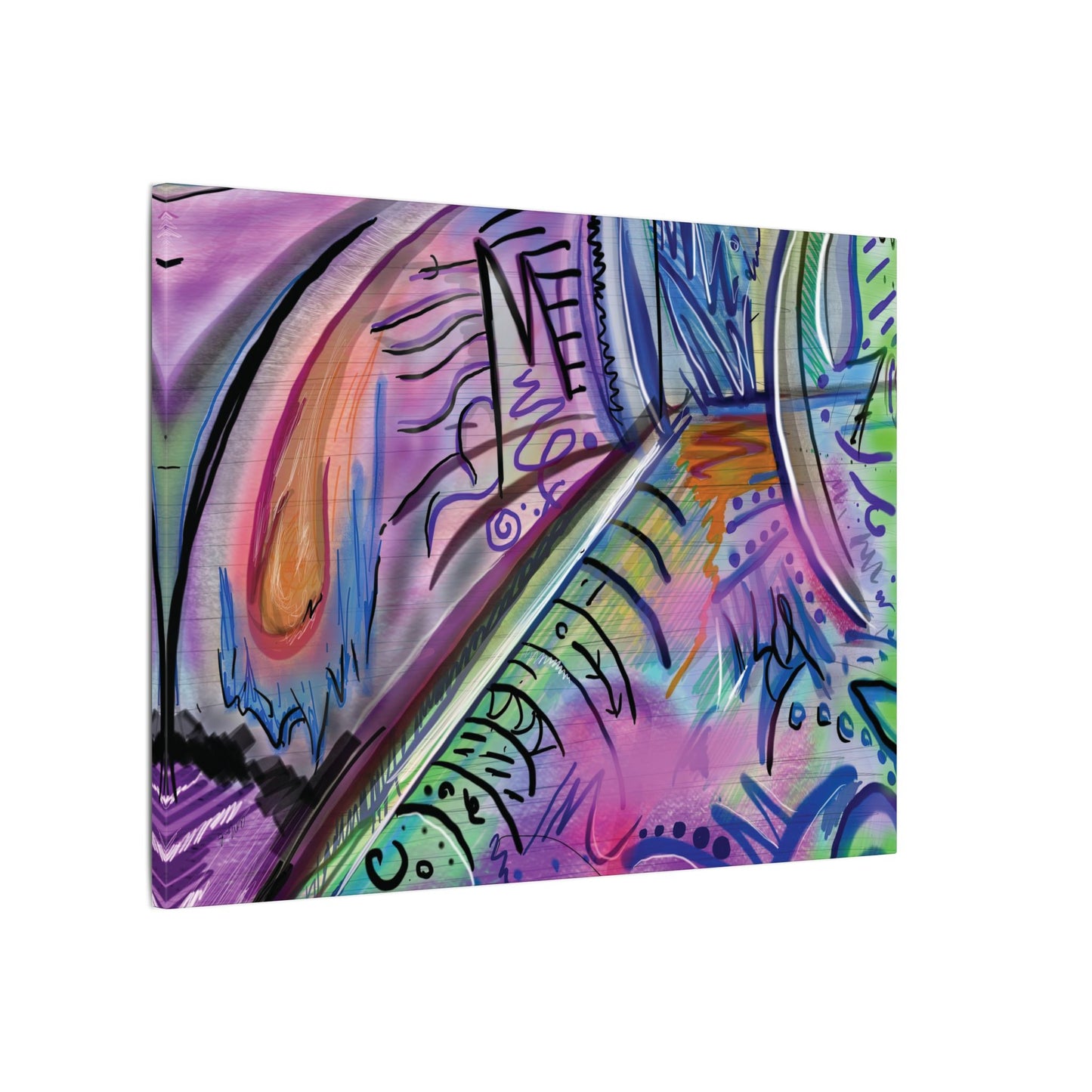 "If I Think" - Vibrant Abstract Digital Line Drawing Print | Framed Horizontal Poster