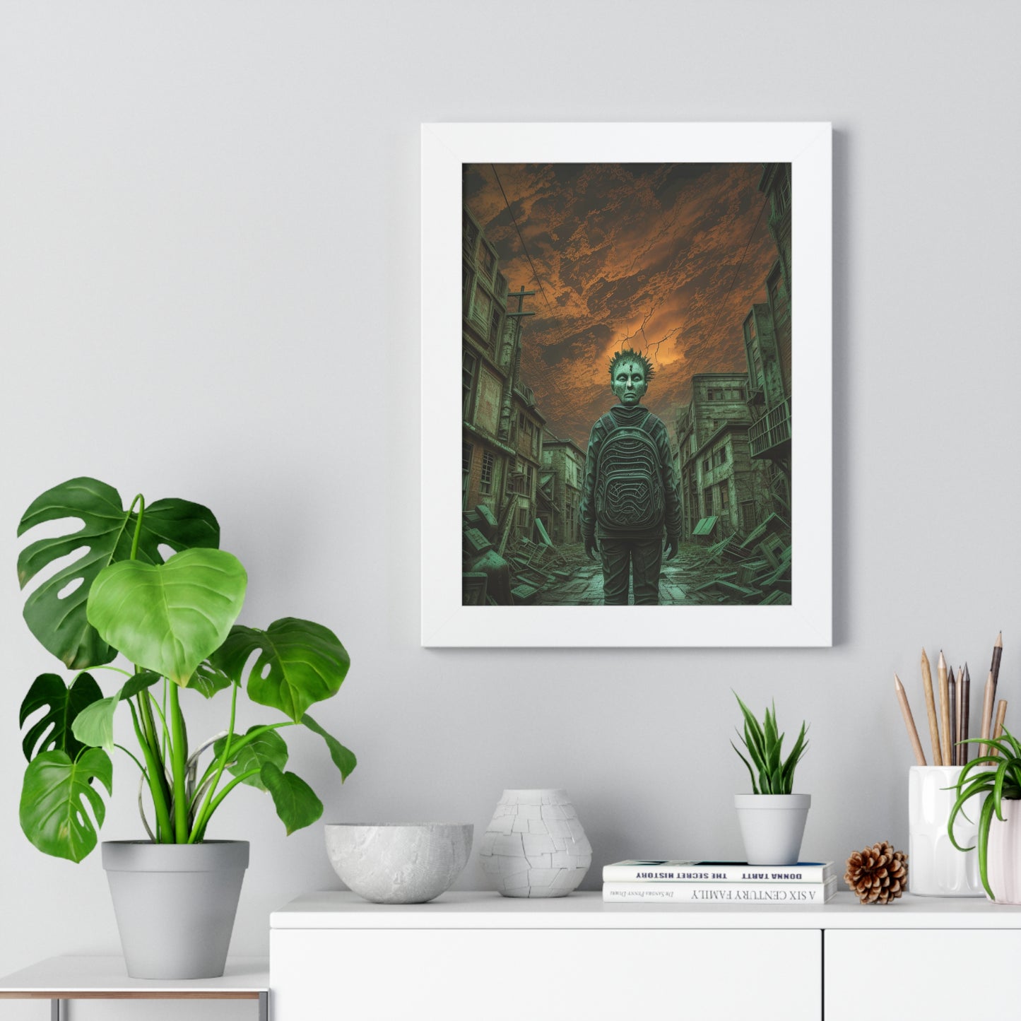 Transform your space with our stunning framed art, where dreamlike visions meet abstract creativity. Available in various sizes, each piece invites you into a world "Lost in My Mask" - Eerie Dream AI Generated| Framed Vertical PosterPosterMask - Framed Vertical PosterEndlessMind Creations Printify