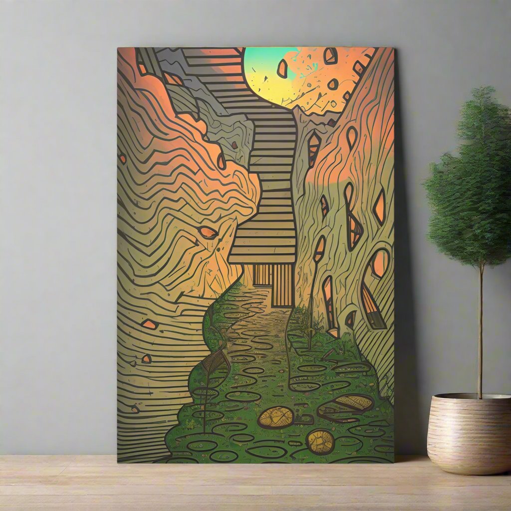 Place your custom artwork, photos, or creative projects on a canvas you'll be proud to use. Each matte canvas comes with back hanging already included for convenient"Climb Up" - AI Generated Dreamlike Wall Art | Matte Canvas, StretchedCanvas- Matte Canvas, Stretched, 1EndlessMind Creations Printify