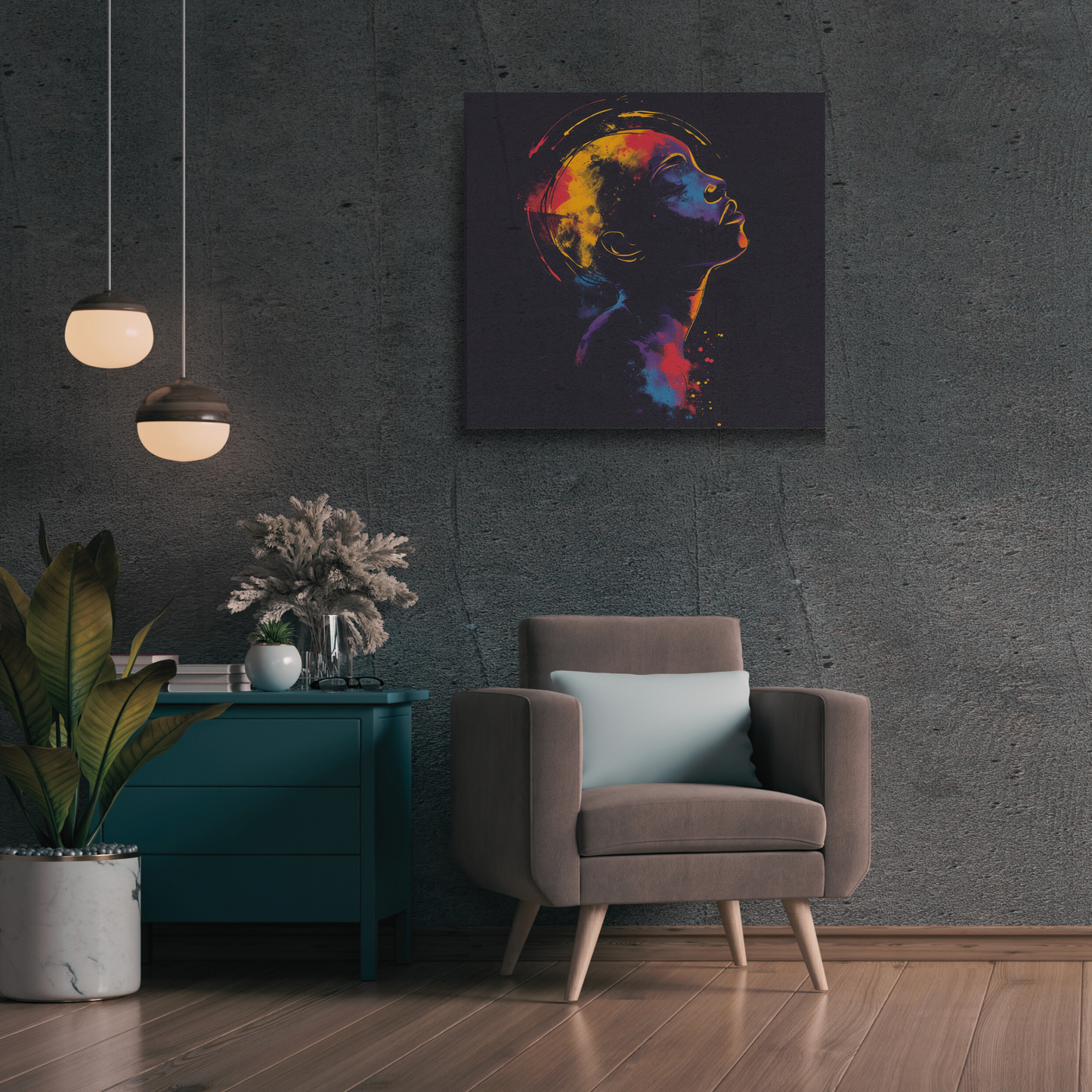 Transform your space with our stunning canvas wall art, where dreamlike visions meet abstract creativity. Available in small, medium, and large sizes, each canvas pi"Spaced In" - Introspective Wall Art | Vivid Pinks, Blues, Yellows, SlCanvas~ Canvas Gallery WrapsEndlessMind Creations Printify