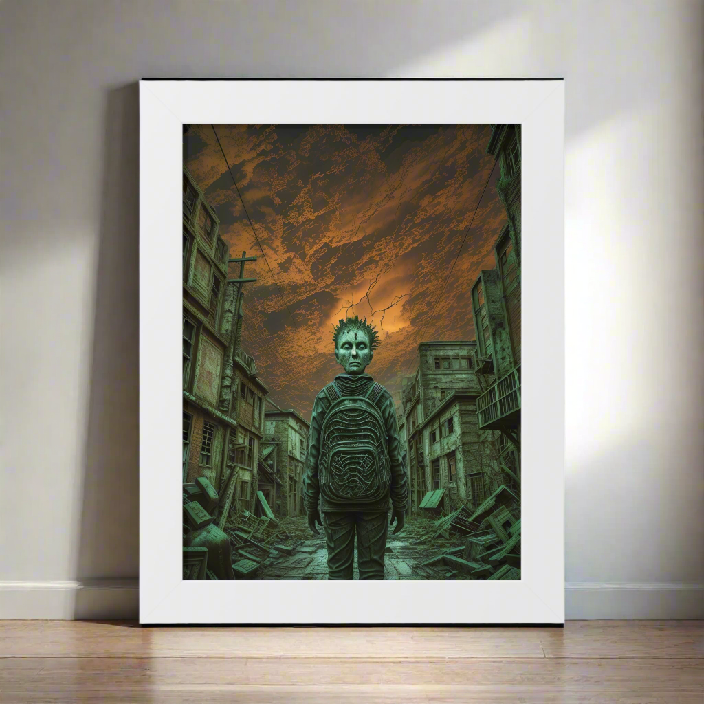 "Lost in My Mask" - Eerie Dream AI Generated| Framed Vertical Poster