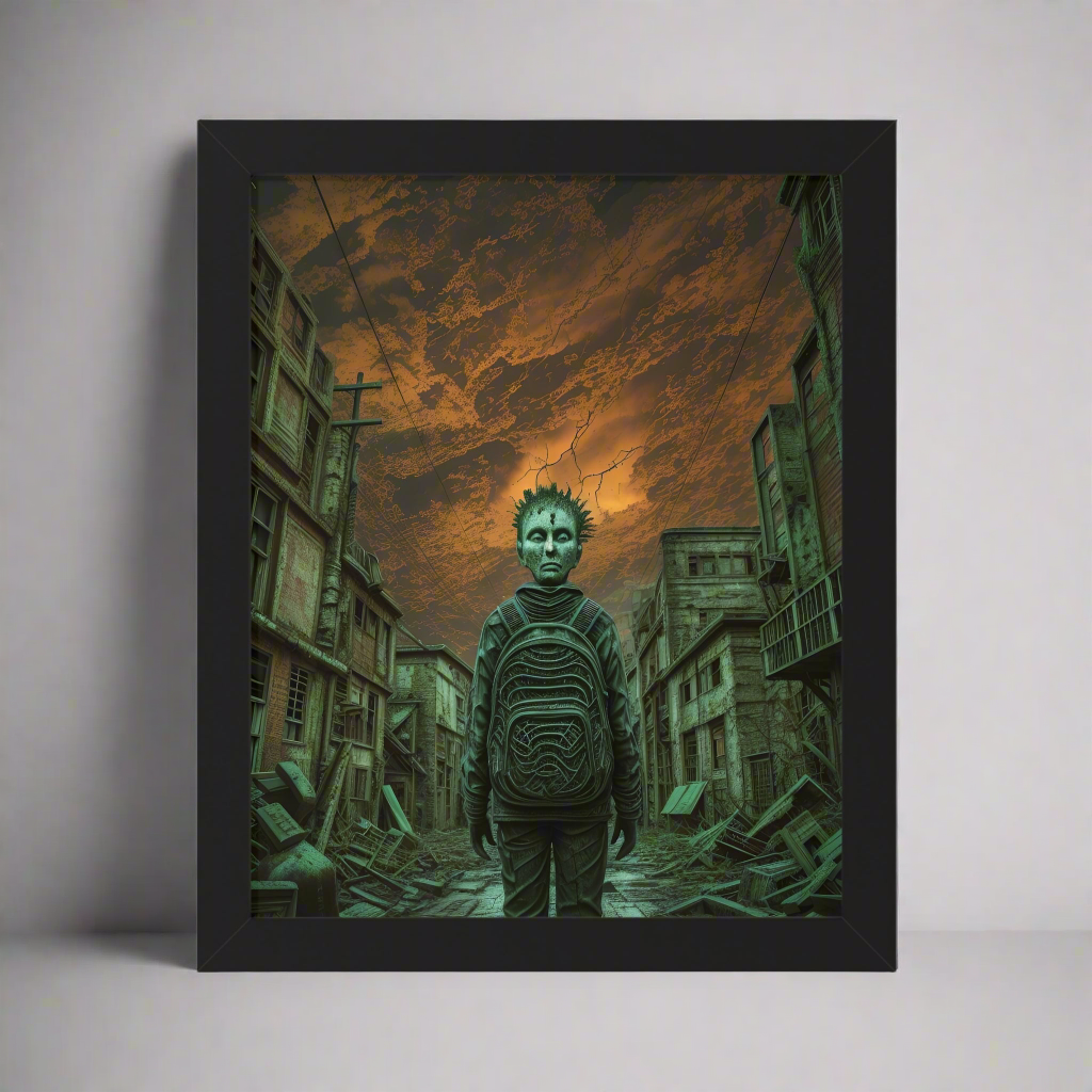 "Lost in My Mask" - Eerie Dream AI Generated| Framed Vertical Poster