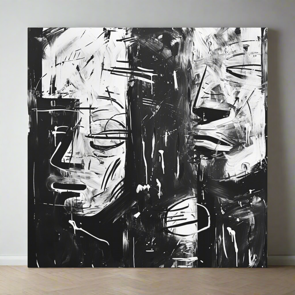 black and white abstract art "Relax, Anxiety" ai generated wall art Endlessmindcreations