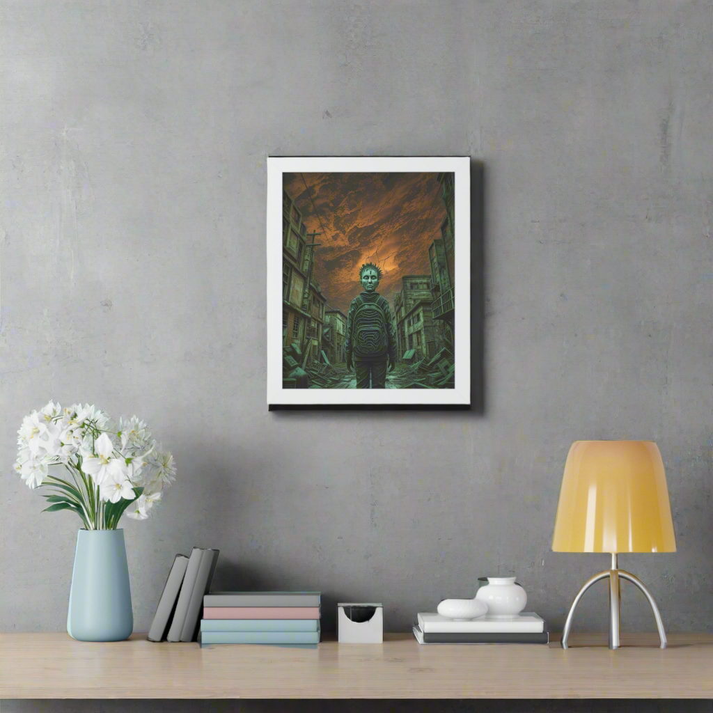 "Lost in My Mask" - Eerie Dream AI Generated| Framed Vertical Poster