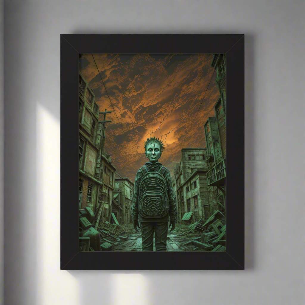 "Lost in My Mask" - Eerie Dream AI Generated| Framed Vertical Poster