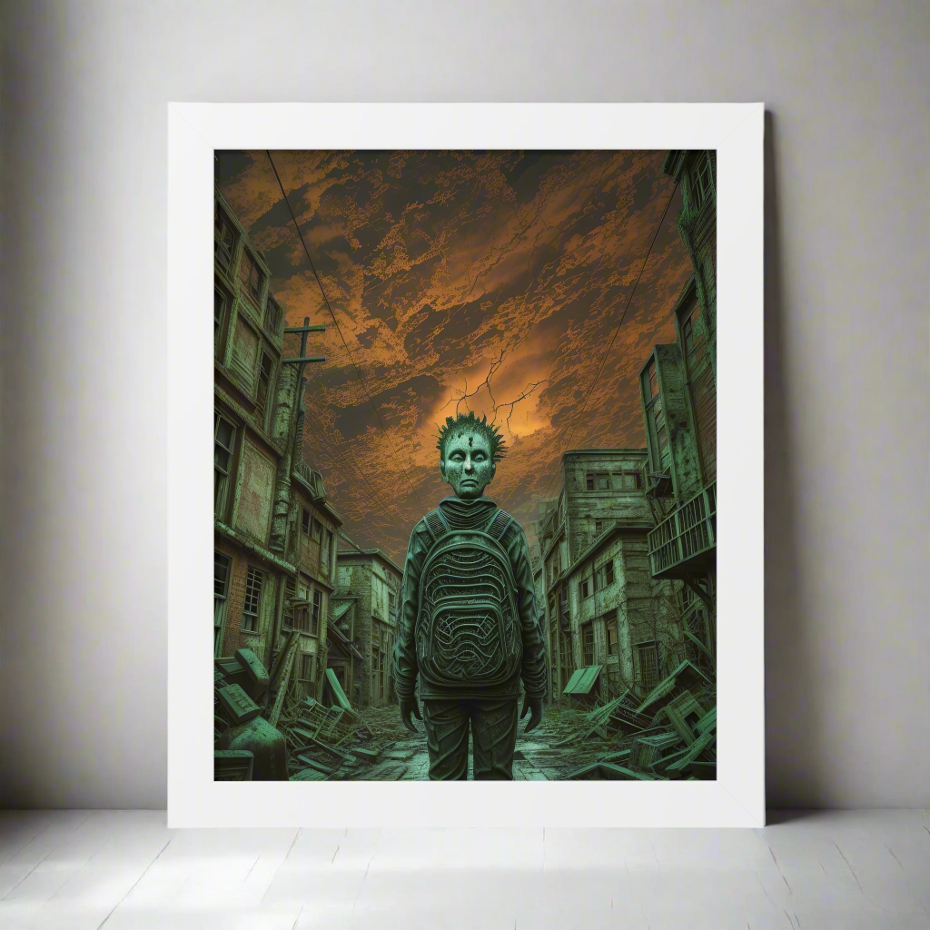 "Lost in My Mask" - Eerie Dream AI Generated| Framed Vertical Poster