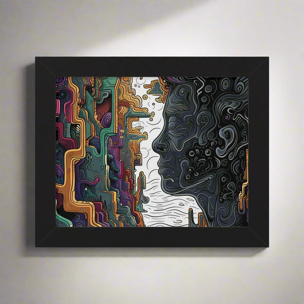 Transform your space with our stunning framed art, where dreamlike visions meet abstract creativity. Available in various sizes, each piece invites you into a world "To Be Still" - Abstract Thought-Provoking Wall Art | Mental Health AwPoster- Framed Horizontal PosterEndlessMind Creations Printify