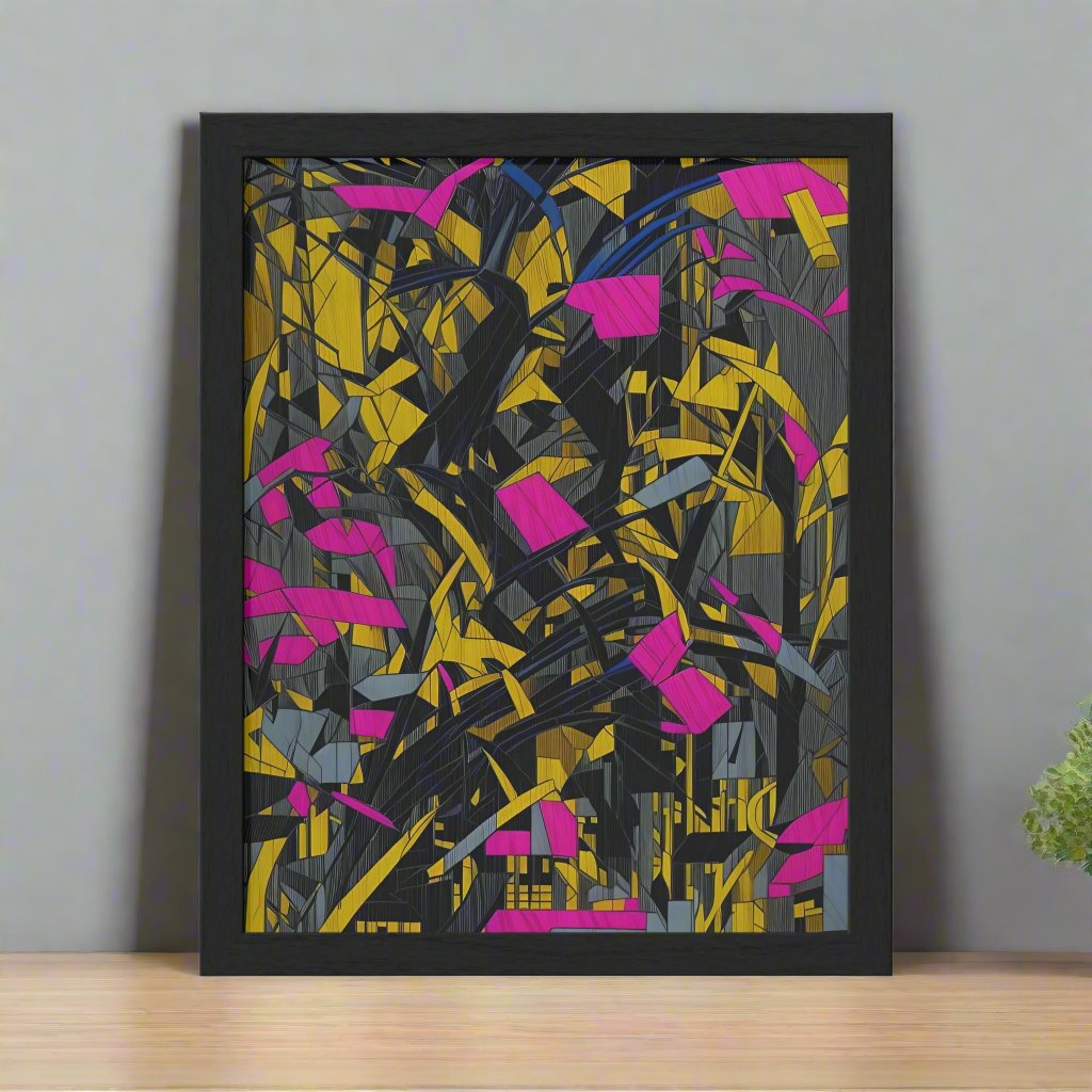 Transform your space with our stunning framed art, where dreamlike visions meet abstract creativity. Available in various sizes, each piece invites you into a world "Broken Thoughts Gold" - Abstract Shattered Pink, Black and Gold PrintPosterBroken Thoughts Gold - Vertical Framed PosterEndlessMind Creations Printify