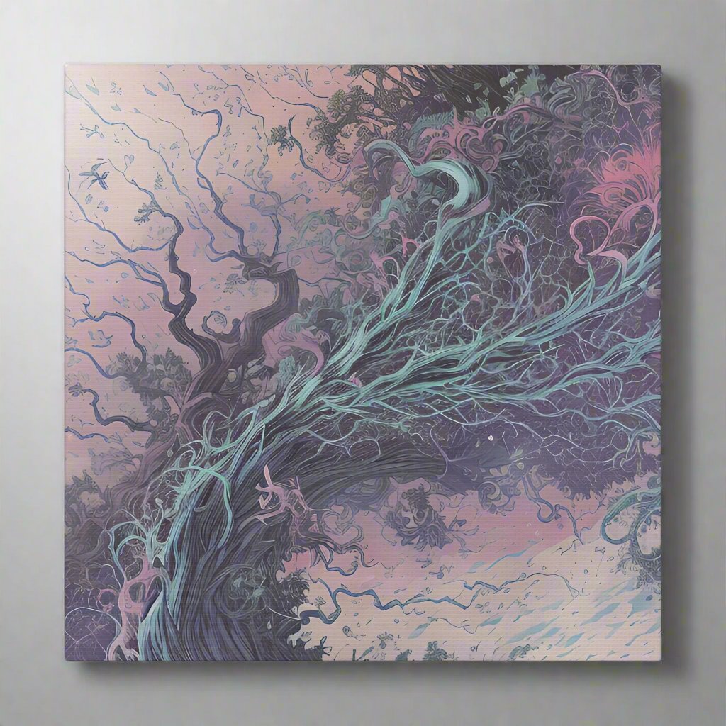 blue and purple wall art