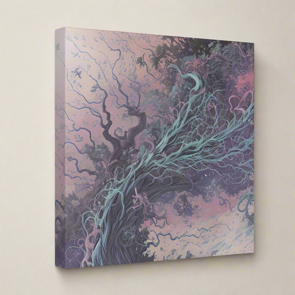 blue and purple wall art