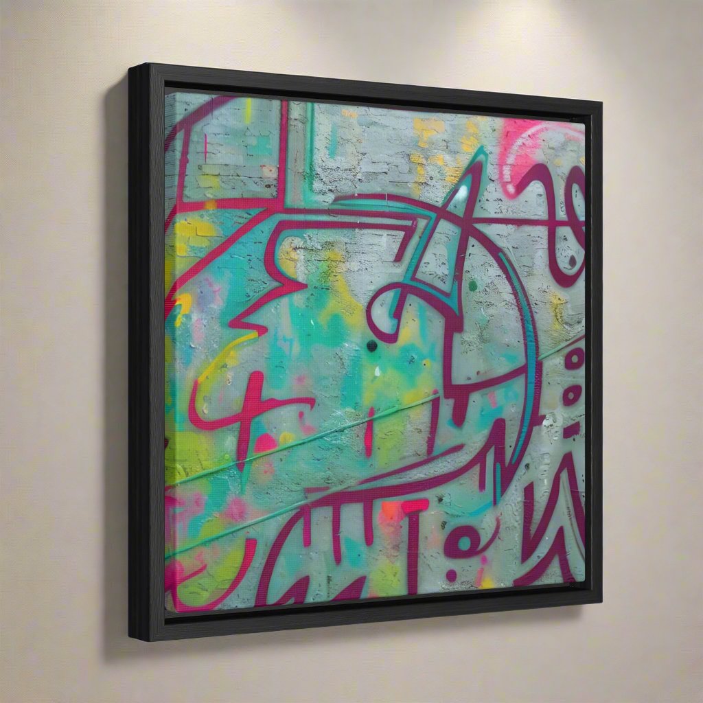 Let your personality be reflected on the artwork adorning your walls. This square gallery wrapped canvas print will always look as tight and flat as the day it was m"AMone't Graffiti" - Colorful Abstract Wall Art | Square Frame CanvasCanvasGraffiti - Gallery Canvas Wraps, Square FrameEndlessMind Creations Printify