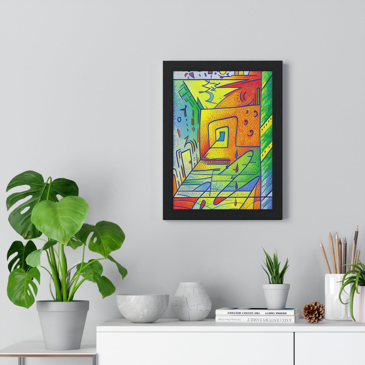 Transform your space with our stunning framed art, where dreamlike visions meet abstract creativity. Available in various sizes, each piece invites you into a world "The Door is Always Open" - Colorful Dreamlike Doorway | Vertical FramPosterOpen - Vertical Framed PosterEndlessMind Creations Printify