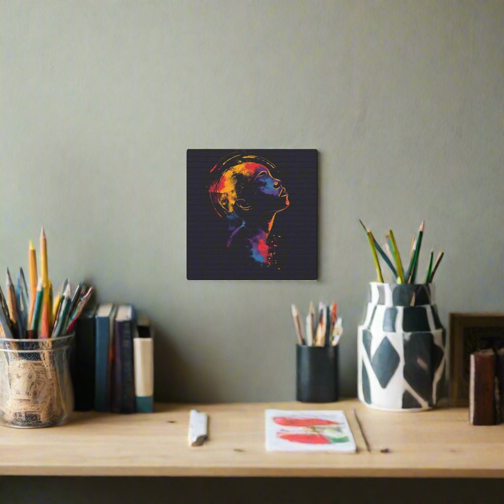 Transform your space with our stunning canvas wall art, where dreamlike visions meet abstract creativity. Available in small, medium, and large sizes, each canvas pi"Spaced In" - Introspective Wall Art | Vivid Pinks, Blues, Yellows, SlCanvas~ Canvas Gallery WrapsEndlessMind Creations Printify