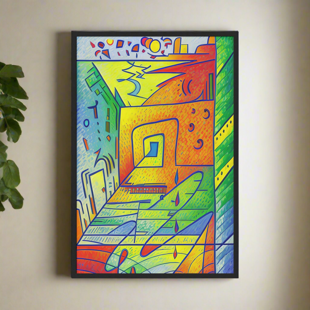 "The Door is Always Open" - Colorful Dreamlike Doorway | Vertical Framed Poster