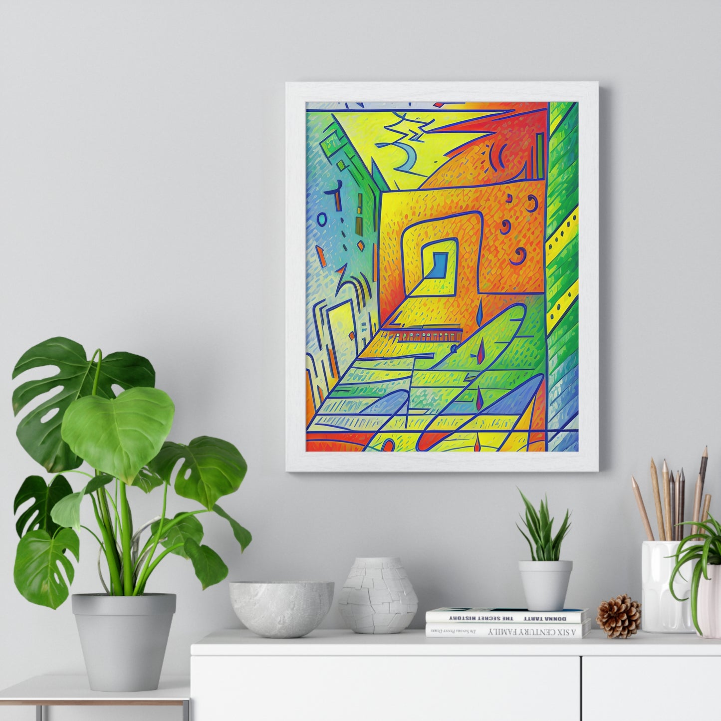 Transform your space with our stunning framed art, where dreamlike visions meet abstract creativity. Available in various sizes, each piece invites you into a world "The Door is Always Open" - Colorful Dreamlike Doorway | Vertical FramPosterOpen - Vertical Framed PosterEndlessMind Creations Printify