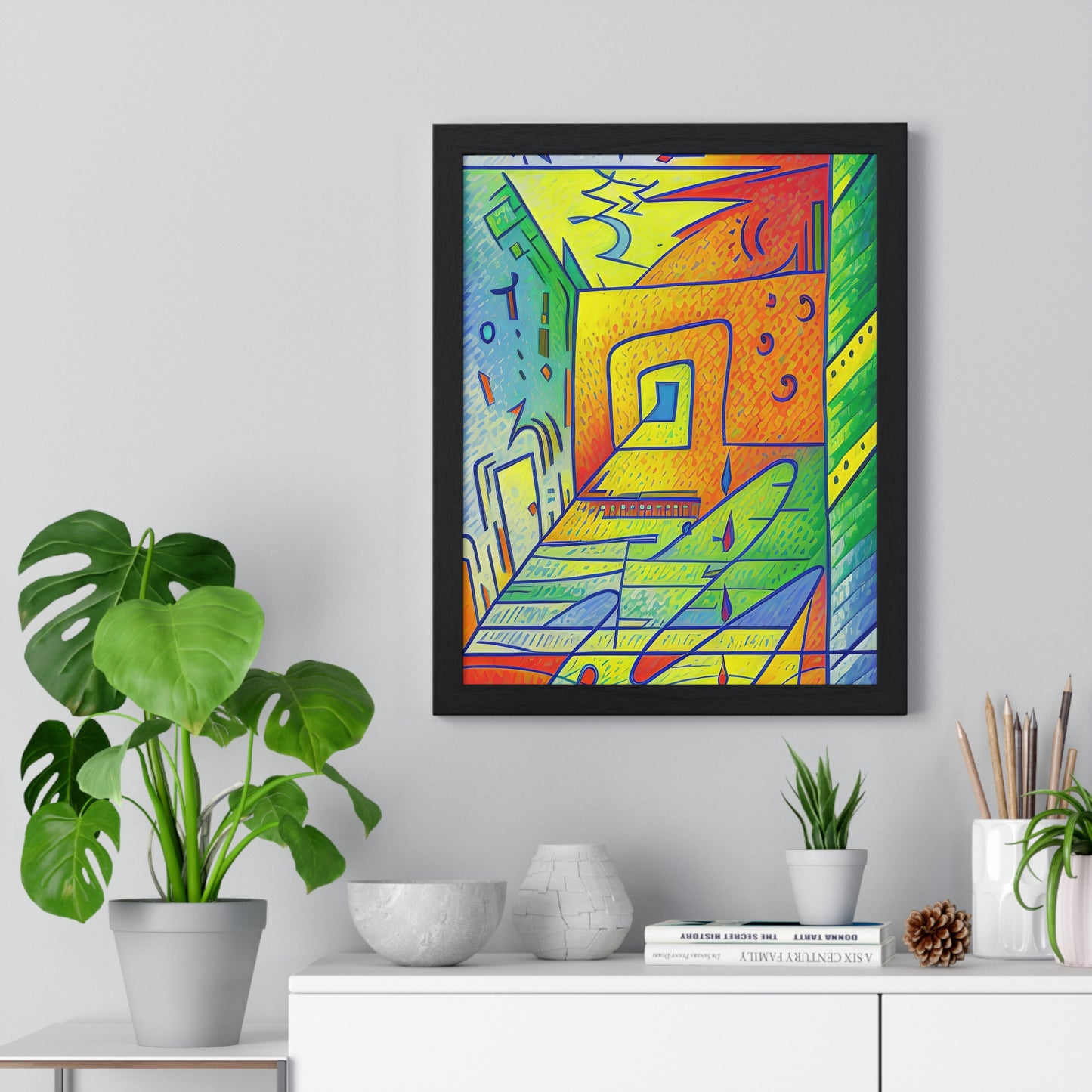 Transform your space with our stunning framed art, where dreamlike visions meet abstract creativity. Available in various sizes, each piece invites you into a world "The Door is Always Open" - Colorful Dreamlike Doorway | Vertical FramPosterOpen - Vertical Framed PosterEndlessMind Creations Printify