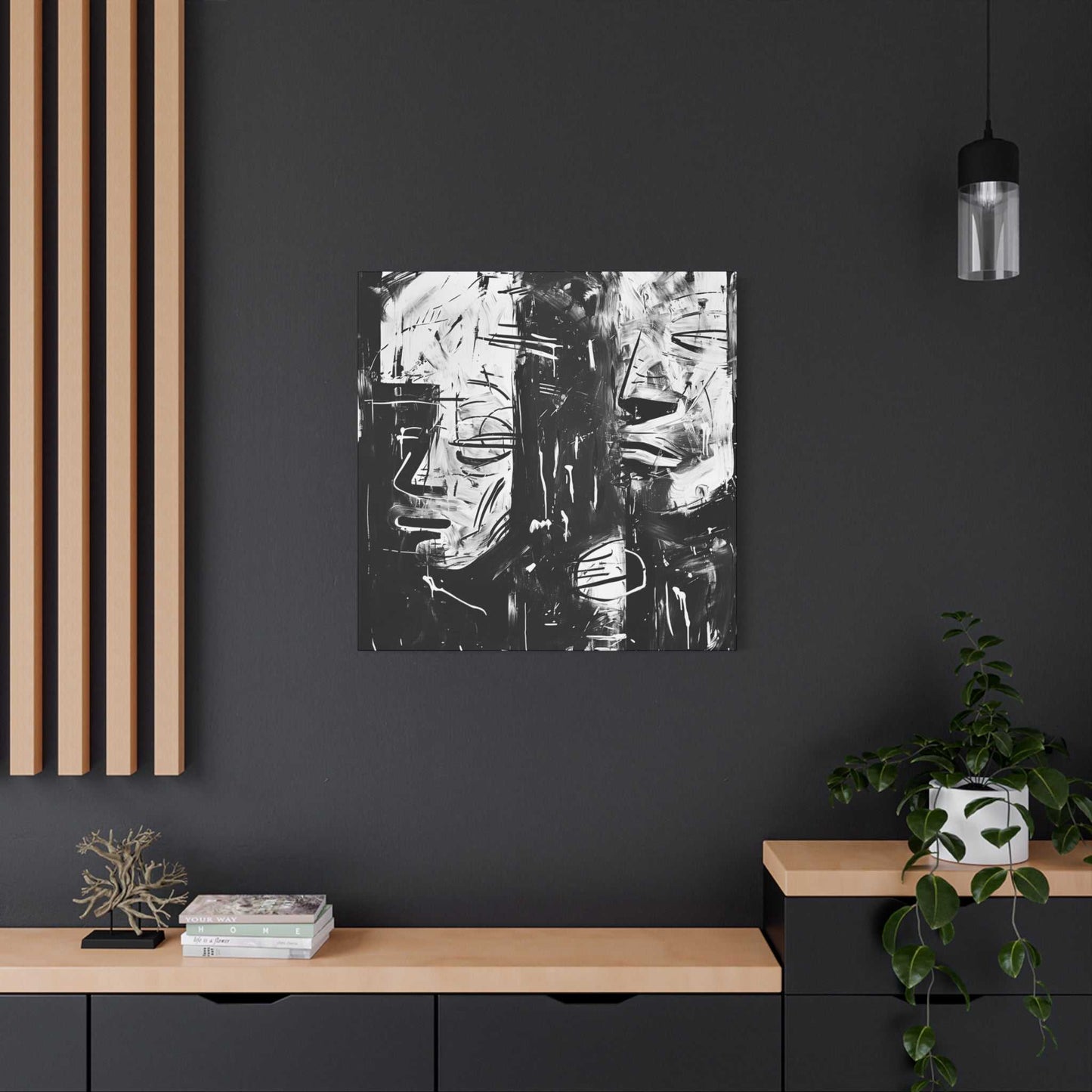 black and white abstract art "Relax, Anxiety" ai generated wall art Endlessmindcreations