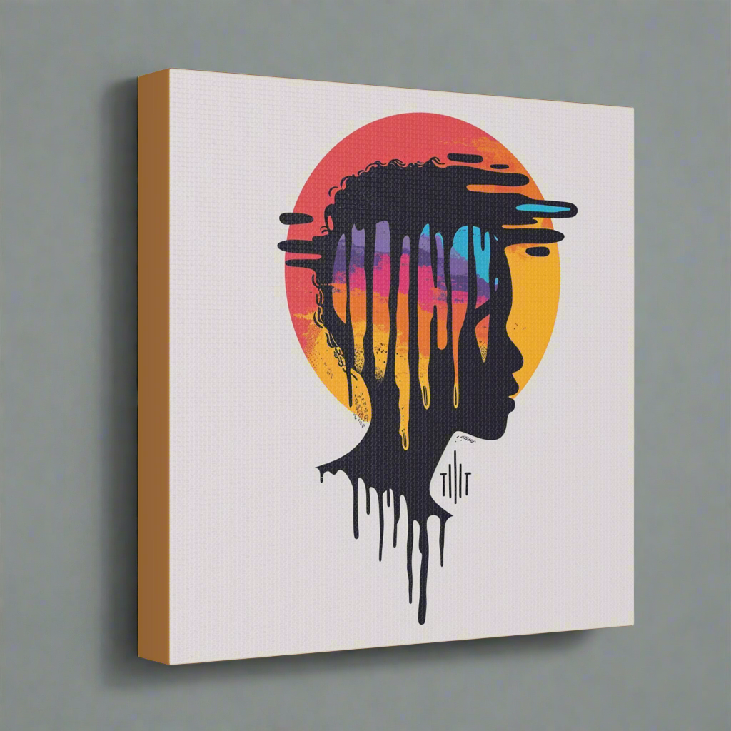 "Mindful" - Colorful Drip Canvas Wrap Wall Art