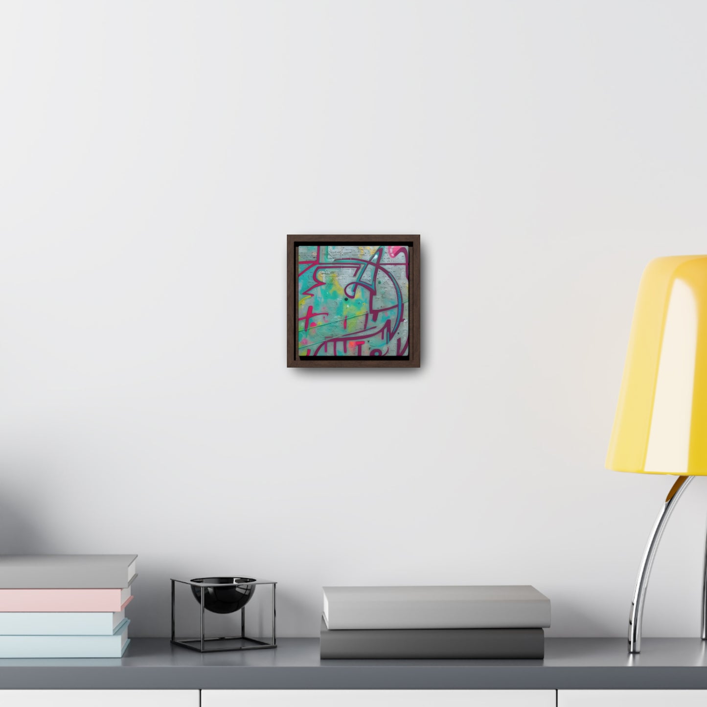 Let your personality be reflected on the artwork adorning your walls. This square gallery wrapped canvas print will always look as tight and flat as the day it was m"AMone't Graffiti" - Colorful Abstract Wall Art | Square Frame CanvasCanvasGraffiti - Gallery Canvas Wraps, Square FrameEndlessMind Creations Printify