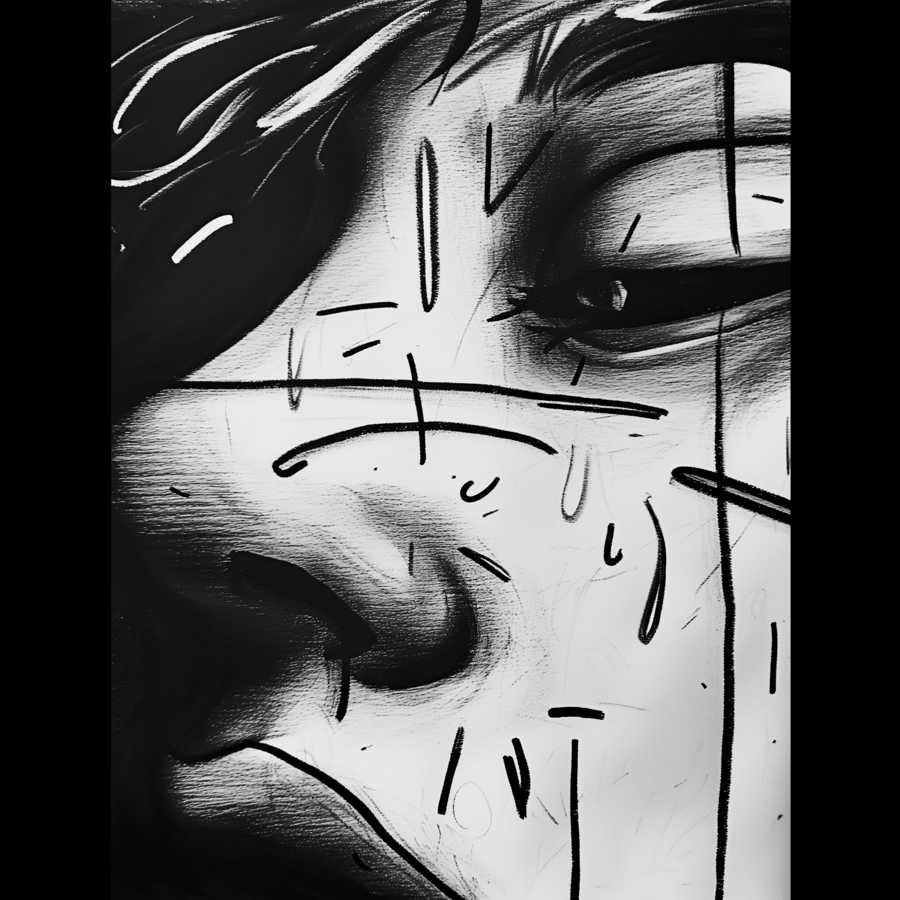 "Awakened" - Black and White Close Up Portrait | Introspective Framed Vertical Poster