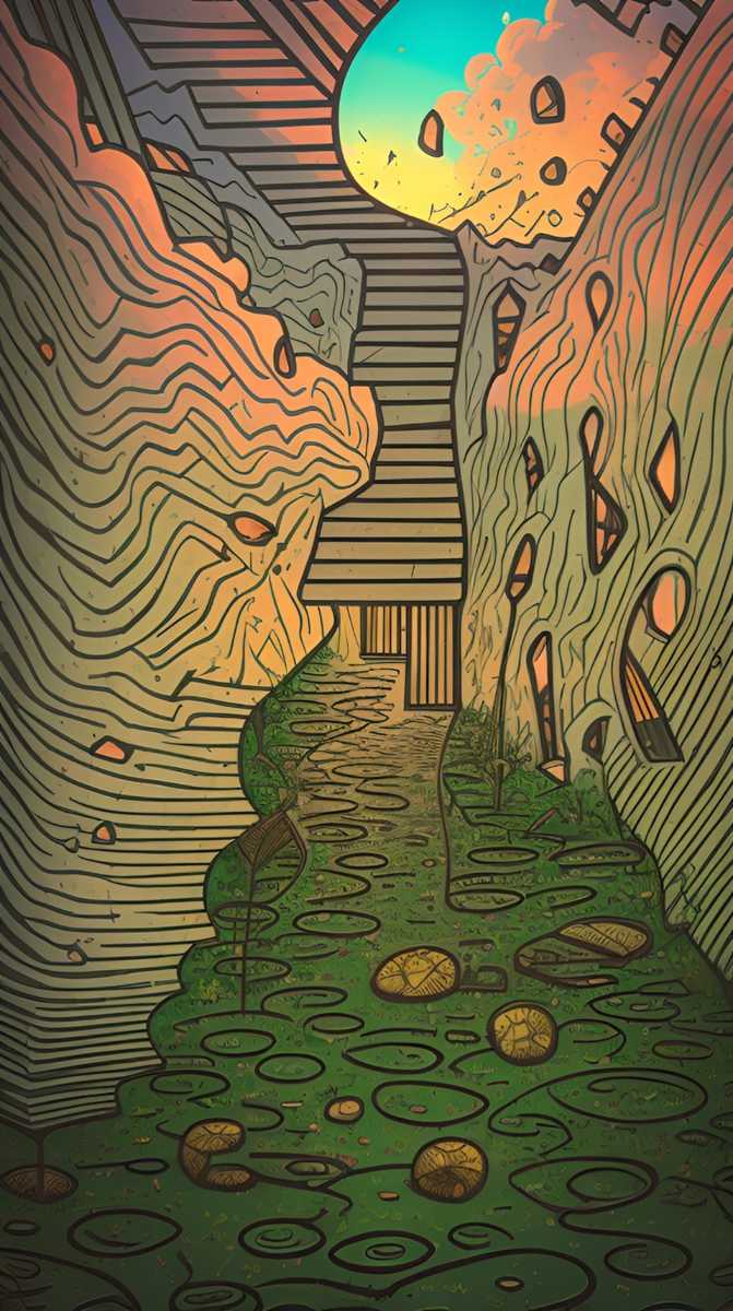 "Climb Up" - AI Generated Dreamlike Wall Art | Matte Canvas, Stretched, 1.25"