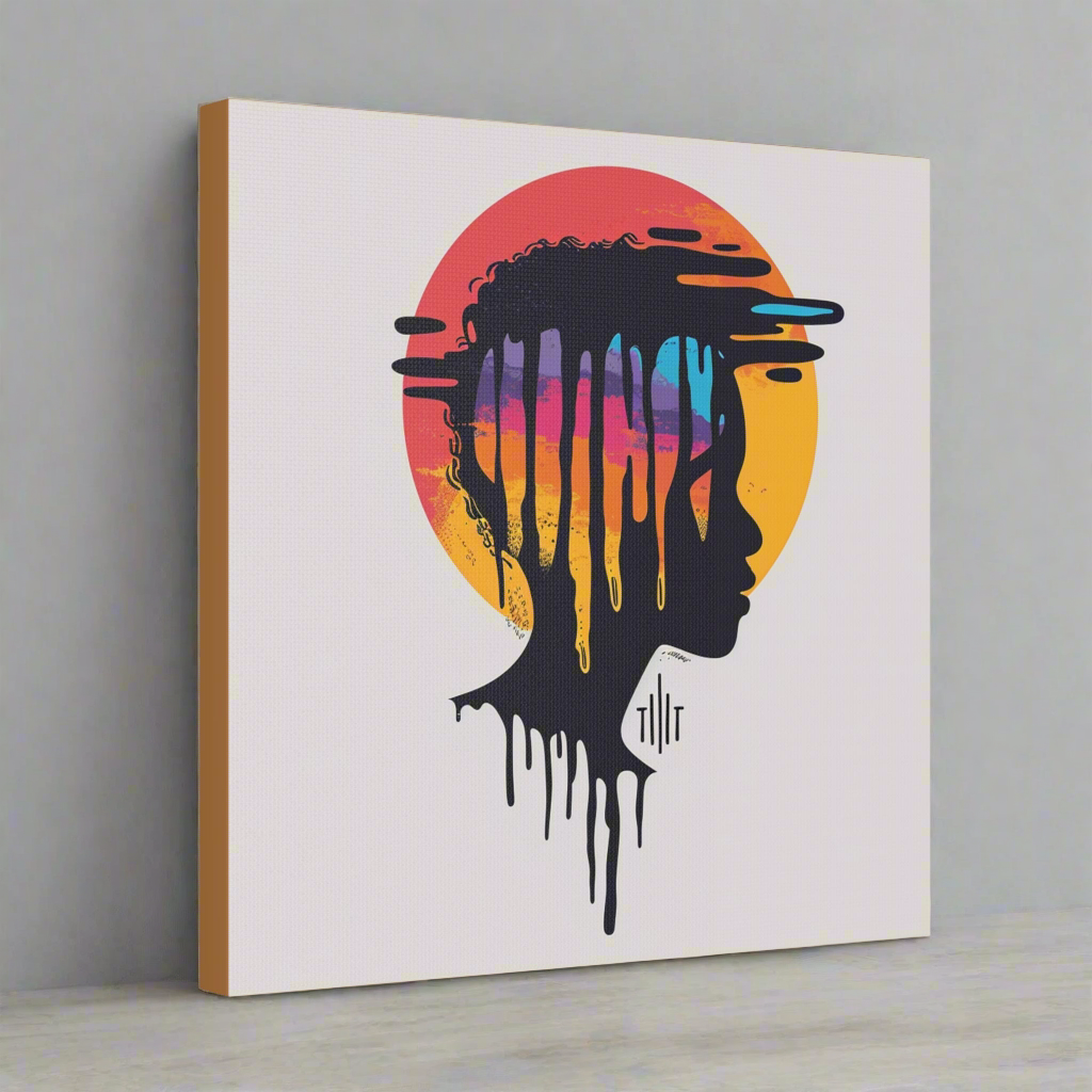 "Mindful" - Colorful Drip Canvas Wrap Wall Art