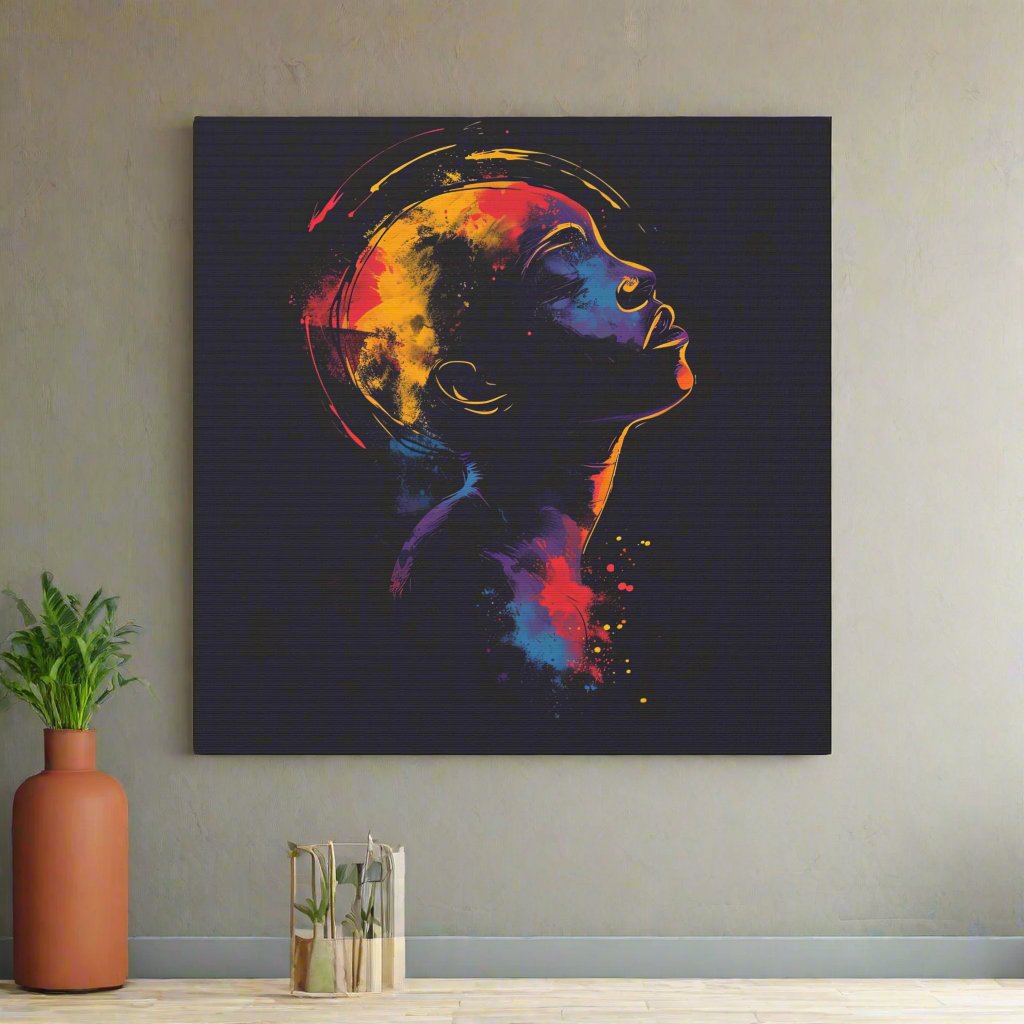 Transform your space with our stunning canvas wall art, where dreamlike visions meet abstract creativity. Available in small, medium, and large sizes, each canvas pi"Spaced In" - Introspective Wall Art | Vivid Pinks, Blues, Yellows, SlCanvas~ Canvas Gallery WrapsEndlessMind Creations Printify
