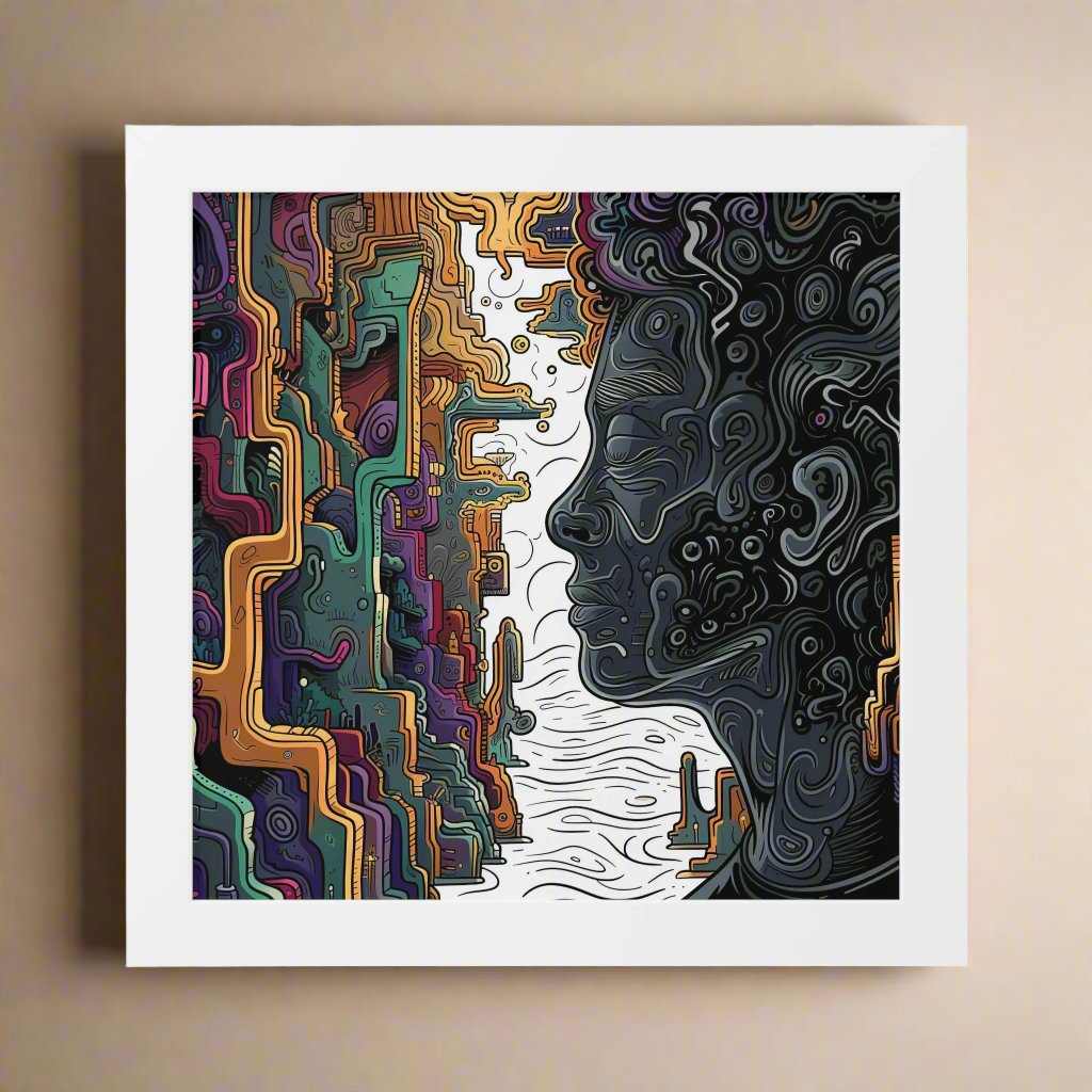 Transform your space with our stunning framed art, where dreamlike visions meet abstract creativity. Available in various sizes, each piece invites you into a world "To Be Still" - Abstract Thought-Provoking Wall Art | Mental Health AwPoster- Framed Horizontal PosterEndlessMind Creations Printify
