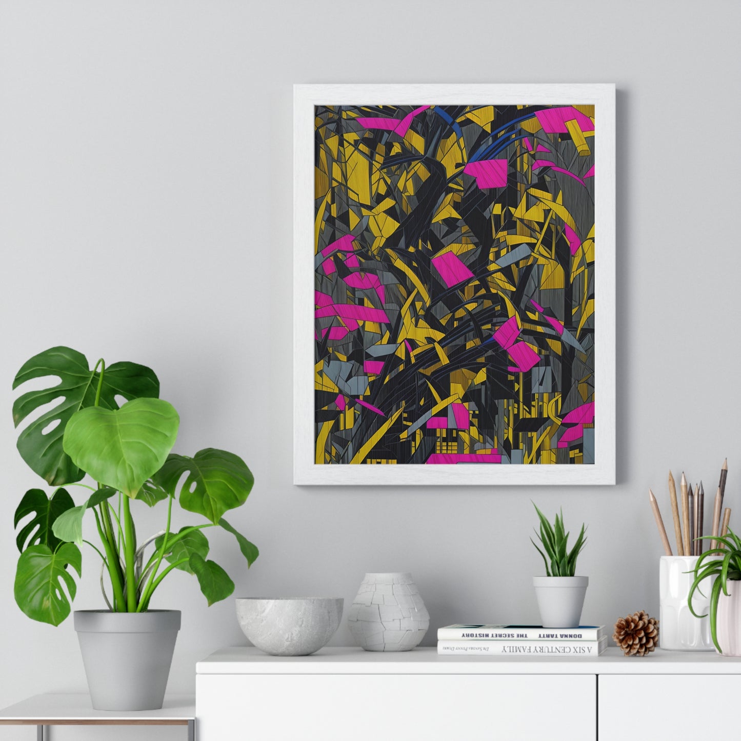 Transform your space with our stunning framed art, where dreamlike visions meet abstract creativity. Available in various sizes, each piece invites you into a world "Broken Thoughts Gold" - Abstract Shattered Pink, Black and Gold PrintPosterBroken Thoughts Gold - Vertical Framed PosterEndlessMind Creations Printify