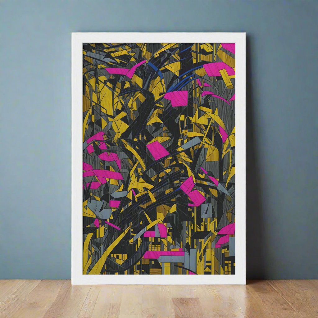 Transform your space with our stunning framed art, where dreamlike visions meet abstract creativity. Available in various sizes, each piece invites you into a world "Broken Thoughts Gold" - Abstract Shattered Pink, Black and Gold PrintPosterBroken Thoughts Gold - Vertical Framed PosterEndlessMind Creations Printify