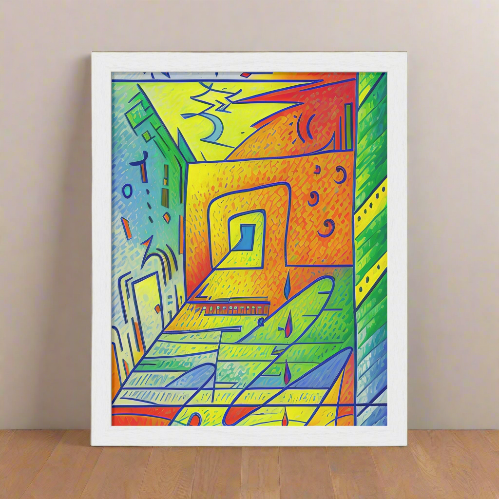 "The Door is Always Open" - Colorful Dreamlike Doorway | Vertical Framed Poster
