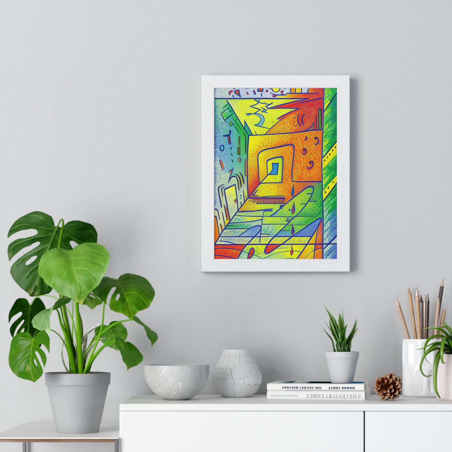 Transform your space with our stunning framed art, where dreamlike visions meet abstract creativity. Available in various sizes, each piece invites you into a world "The Door is Always Open" - Colorful Dreamlike Doorway | Vertical FramPosterOpen - Vertical Framed PosterEndlessMind Creations Printify