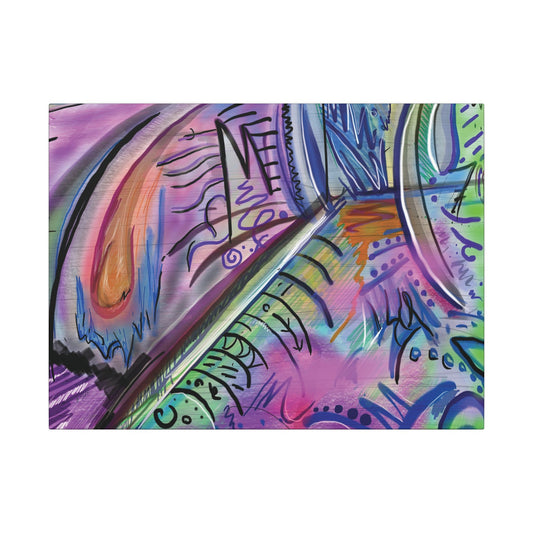 "If I Think" - Vibrant Abstract Digital Line Drawing Print | Framed Horizontal Poster