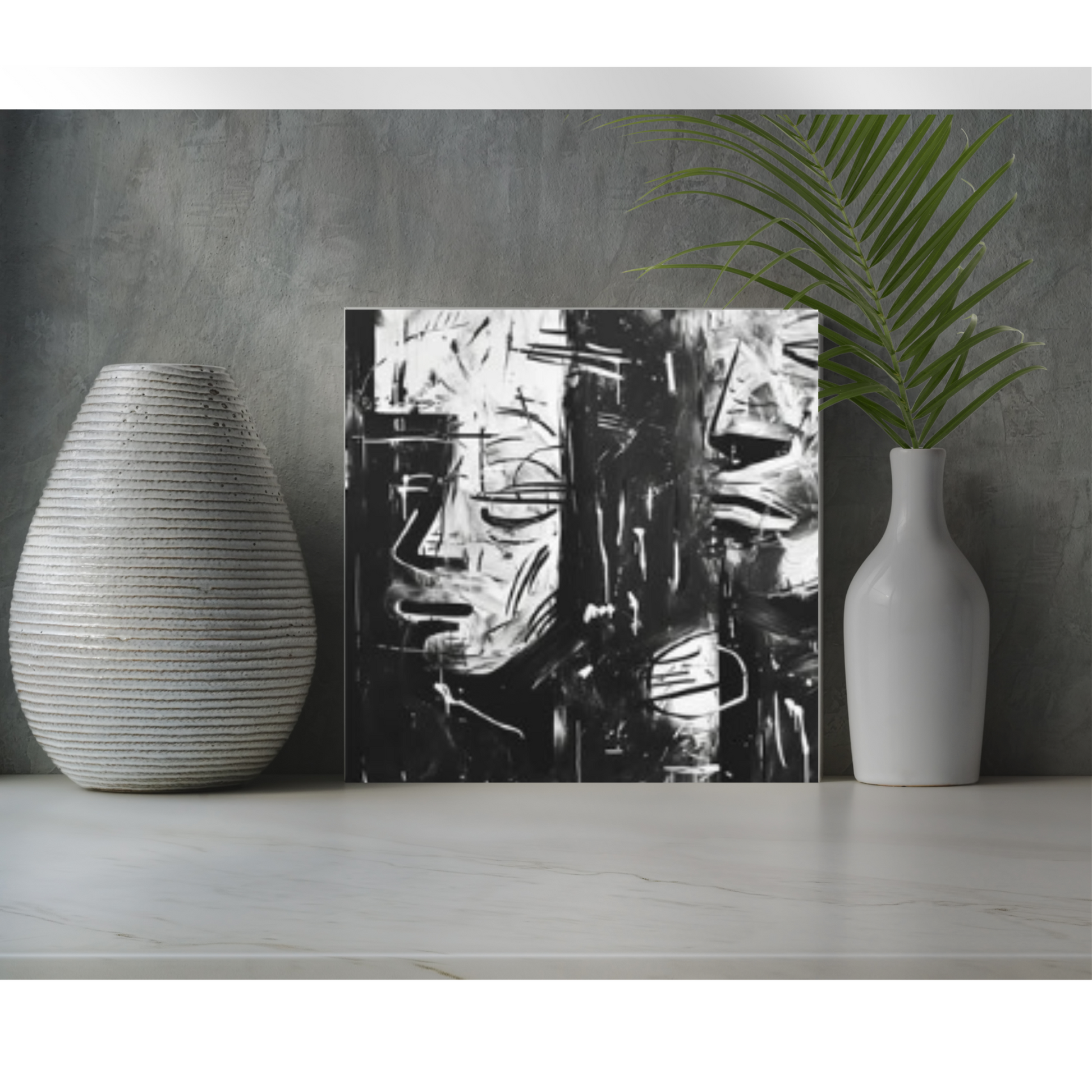 black and white abstract art "Relax, Anxiety" ai generated wall art Endlessmindcreations