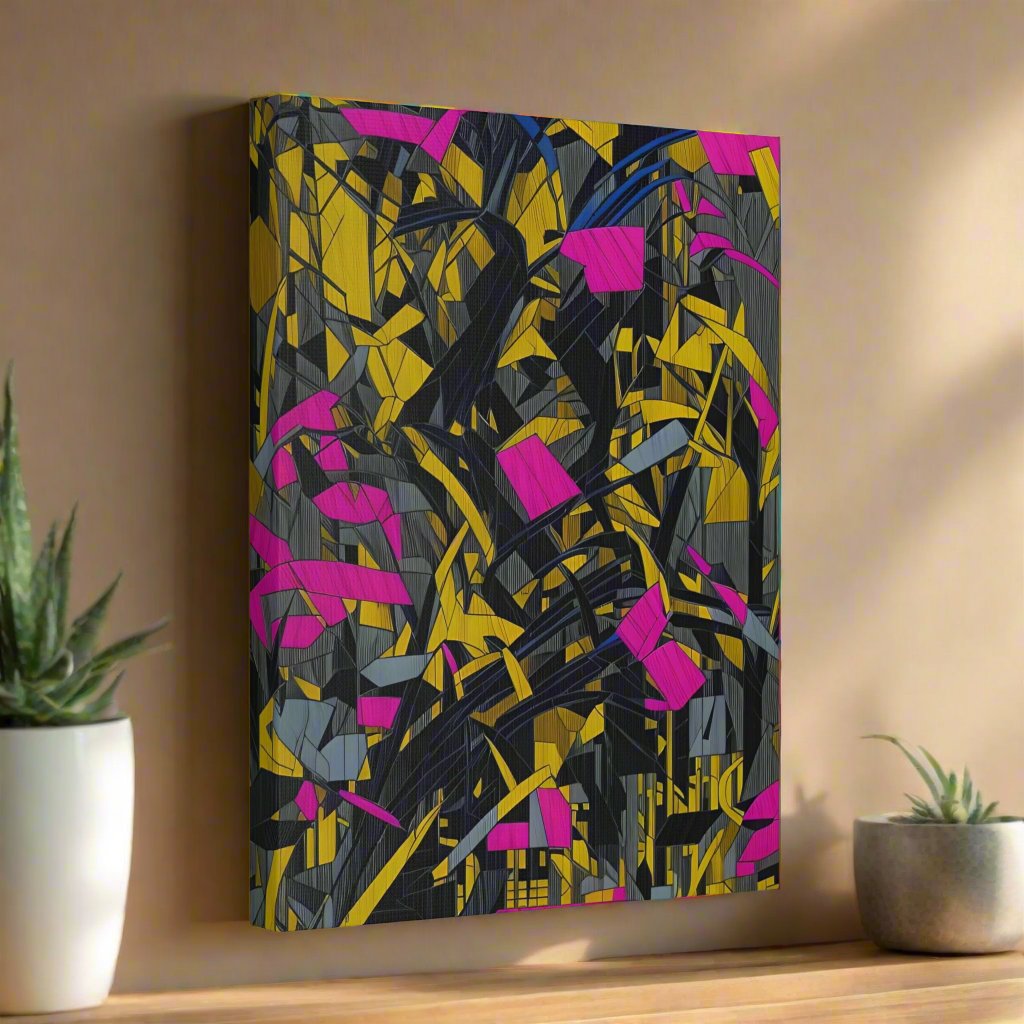 Transform your space with our stunning canvas wall art, where dreamlike visions meet abstract creativity. Available in small, medium, and large sizes, each canvas pi"Broken Thoughts Gold"  - Shattered Pink, Gold and black Wall Art | MaCanvasBroken Thoughts Gold - Matte Canvas, Stretched, 1EndlessMind Creations Printify
