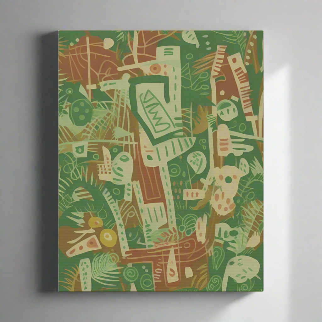 green and brown wall art