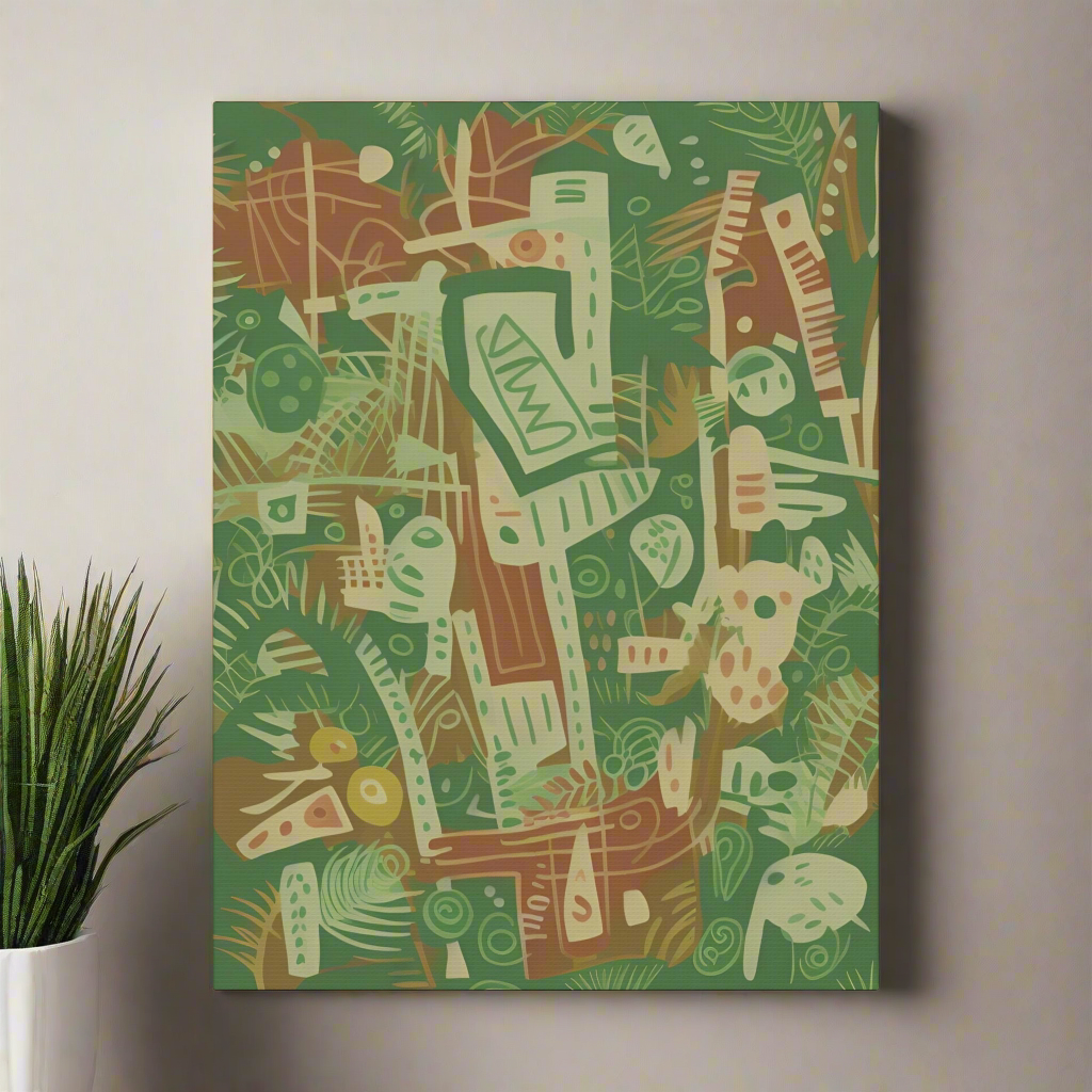 green and brown wall art