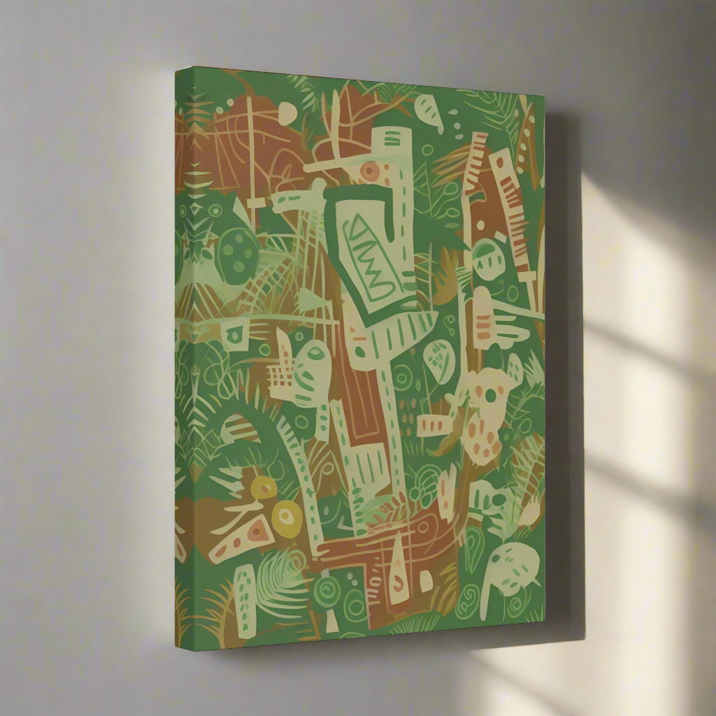 green and brown wall art