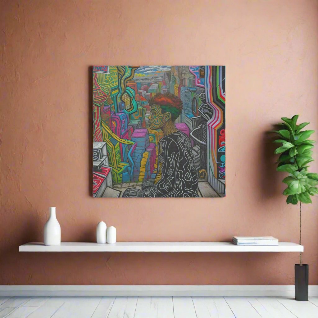 Place your custom artwork, photos, or creative projects on a canvas you'll be proud to use. Each matte canvas comes with back hanging already included for convenient"Atop the Mountains" - Colorful, Bold, Mood, Abstract Art | Matte CanvCanvas- Matte Canvas, Stretched, 1EndlessMind Creations Printify