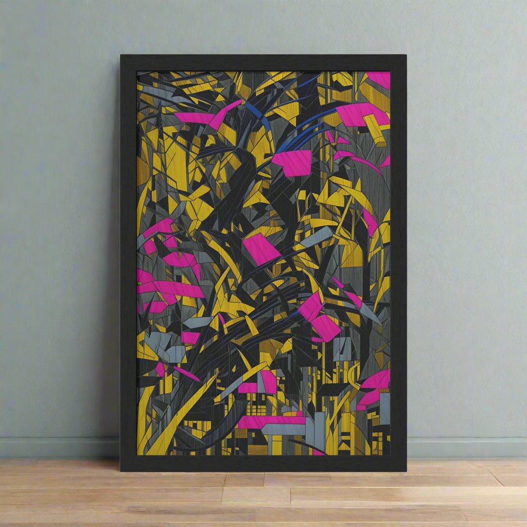 Transform your space with our stunning framed art, where dreamlike visions meet abstract creativity. Available in various sizes, each piece invites you into a world "Broken Thoughts Gold" - Abstract Shattered Pink, Black and Gold PrintPosterBroken Thoughts Gold - Vertical Framed PosterEndlessMind Creations Printify