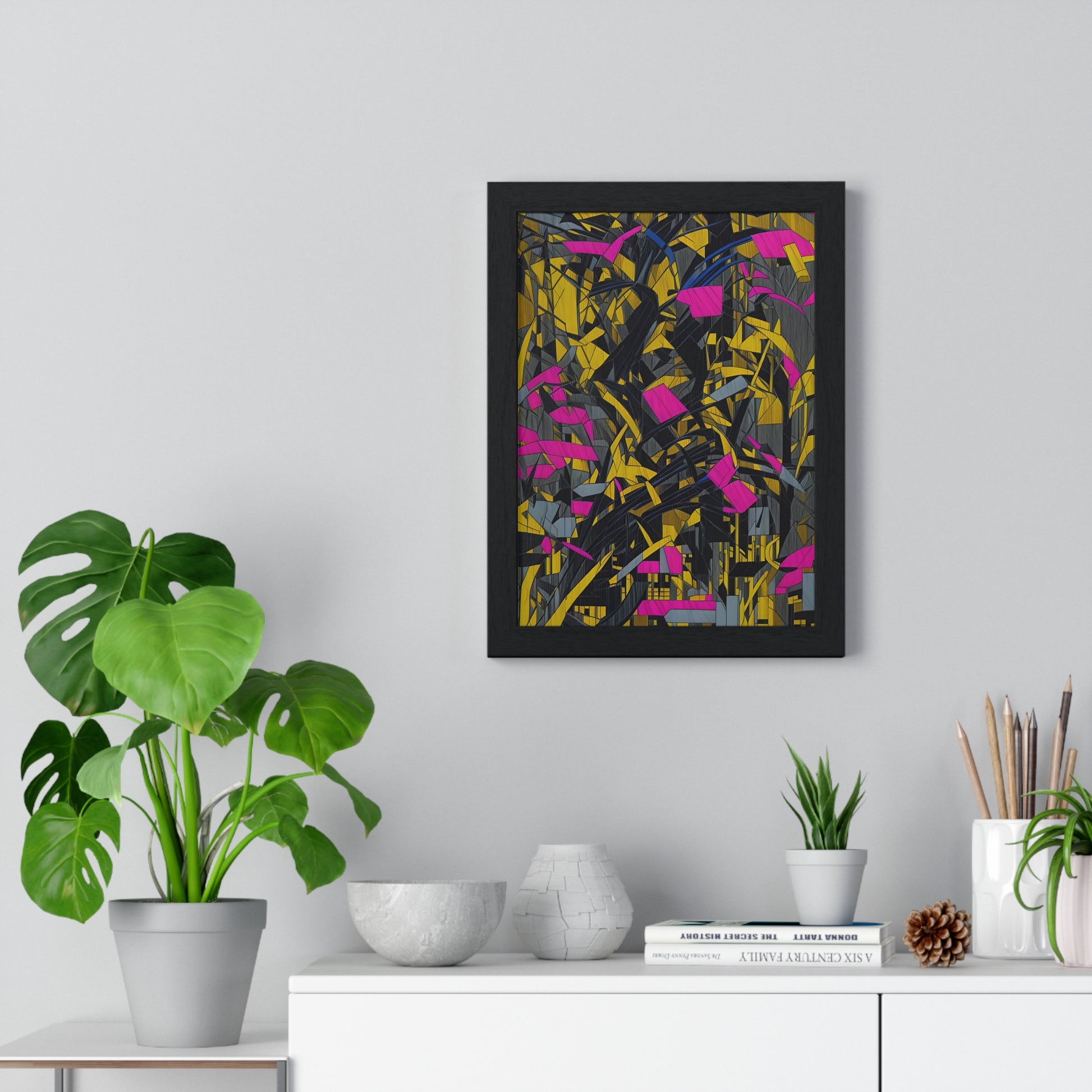 Transform your space with our stunning framed art, where dreamlike visions meet abstract creativity. Available in various sizes, each piece invites you into a world "Broken Thoughts Gold" - Abstract Shattered Pink, Black and Gold PrintPosterBroken Thoughts Gold - Vertical Framed PosterEndlessMind Creations Printify