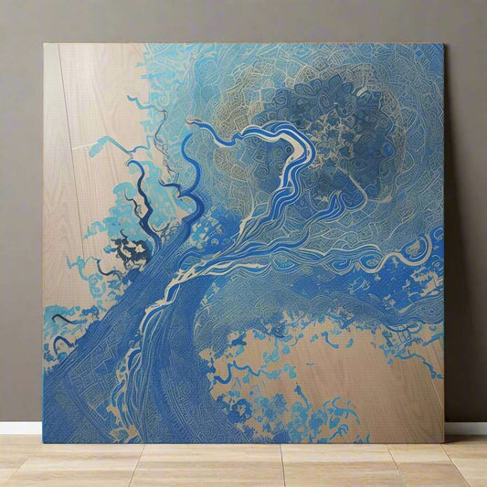 blue abstract art transform your space with our stunning canvas wall art, where dreamlike visions meet abstract creativity. Available in small, medium, and large sizes, each canvas pi"Blue Whims" - Tranquil blue abstract Wall Art | Canvas WrapCanvasstunning canvas wall artEndlessMind Creations Printify