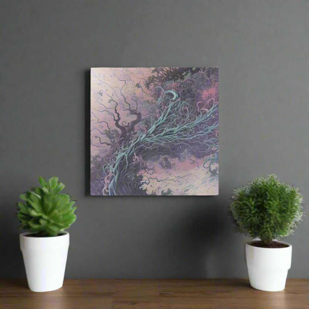 blue and purple wall art