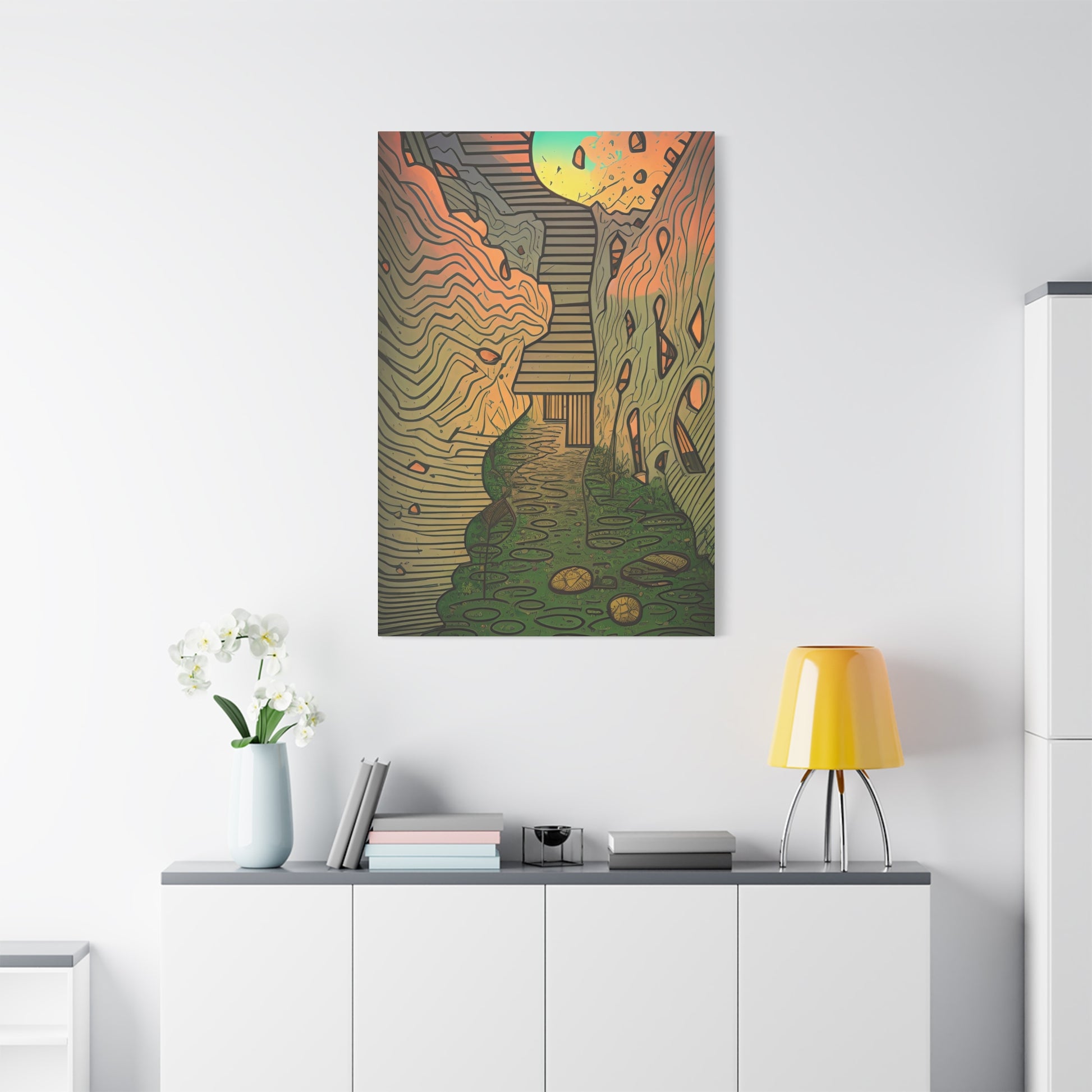 Place your custom artwork, photos, or creative projects on a canvas you'll be proud to use. Each matte canvas comes with back hanging already included for convenient"Climb Up" - AI Generated Dreamlike Wall Art | Matte Canvas, StretchedCanvas- Matte Canvas, Stretched, 1EndlessMind Creations Printify