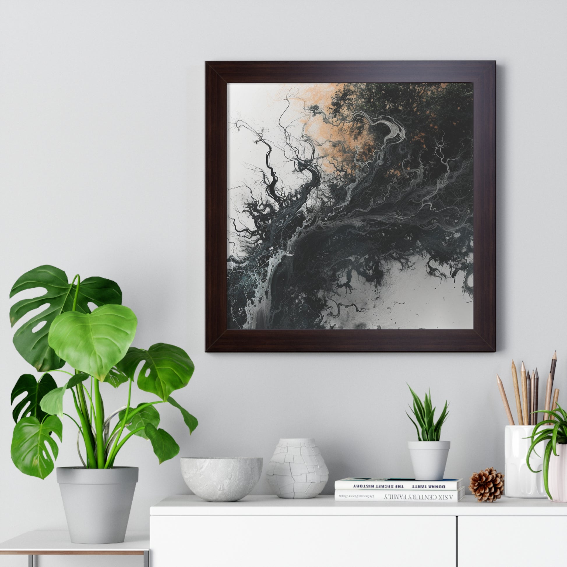 Transform your space with our stunning framed art, where dreamlike visions meet abstract creativity. Available in various sizes, each piece invites you into a world "Imaginary Storm" - Black, Smokey Wall Art | Framed Vertical PosterPosterImaginary Storm - Framed Vertical PosterEndlessMind Creations Printify