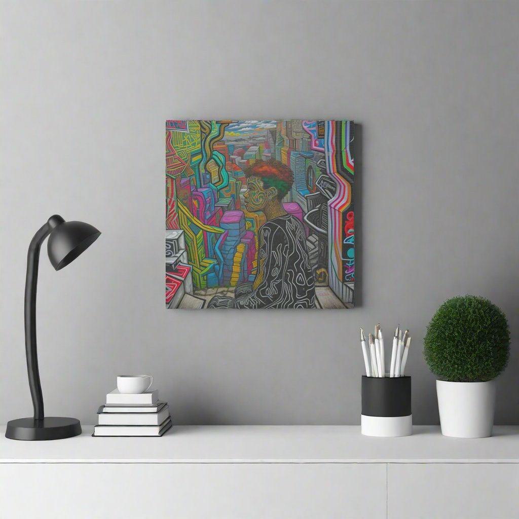 Place your custom artwork, photos, or creative projects on a canvas you'll be proud to use. Each matte canvas comes with back hanging already included for convenient"Atop the Mountains" - Colorful, Bold, Mood, Abstract Art | Matte CanvCanvas- Matte Canvas, Stretched, 1EndlessMind Creations Printify